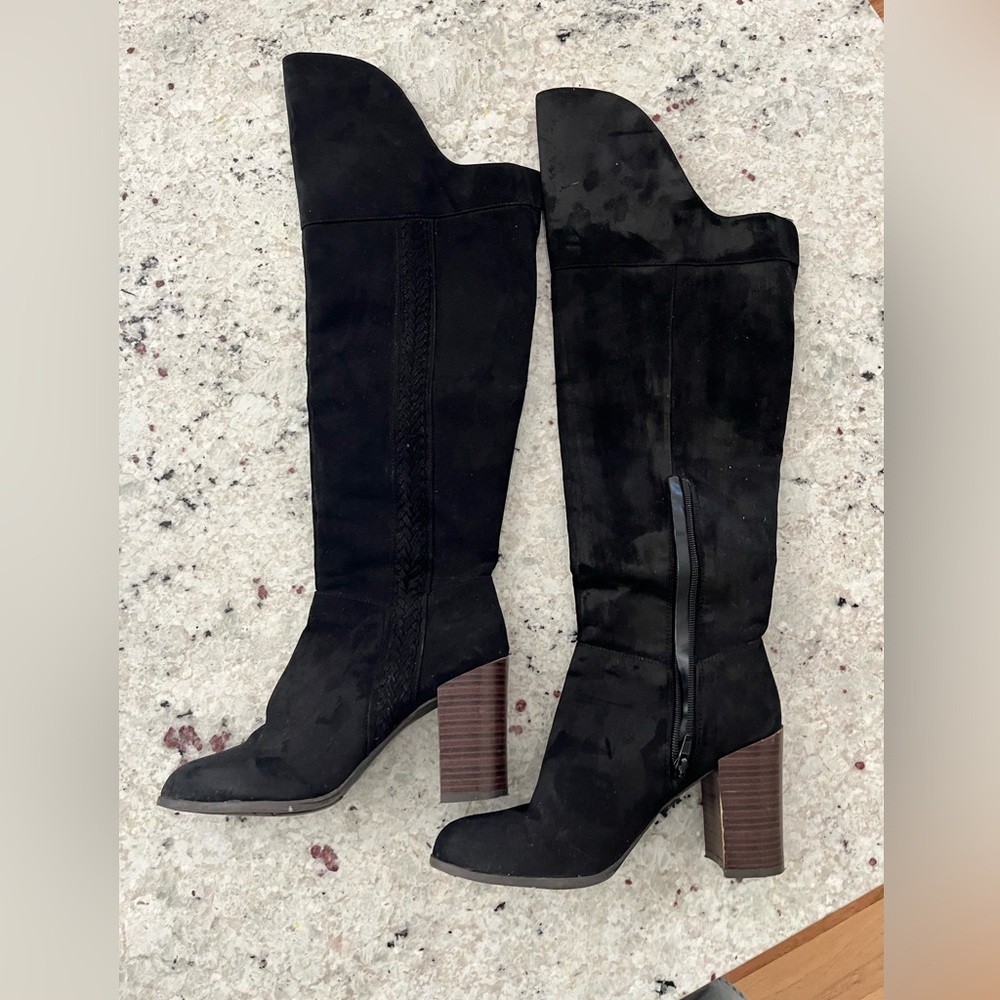 Fergalicious by Fergie knee high black suede boots